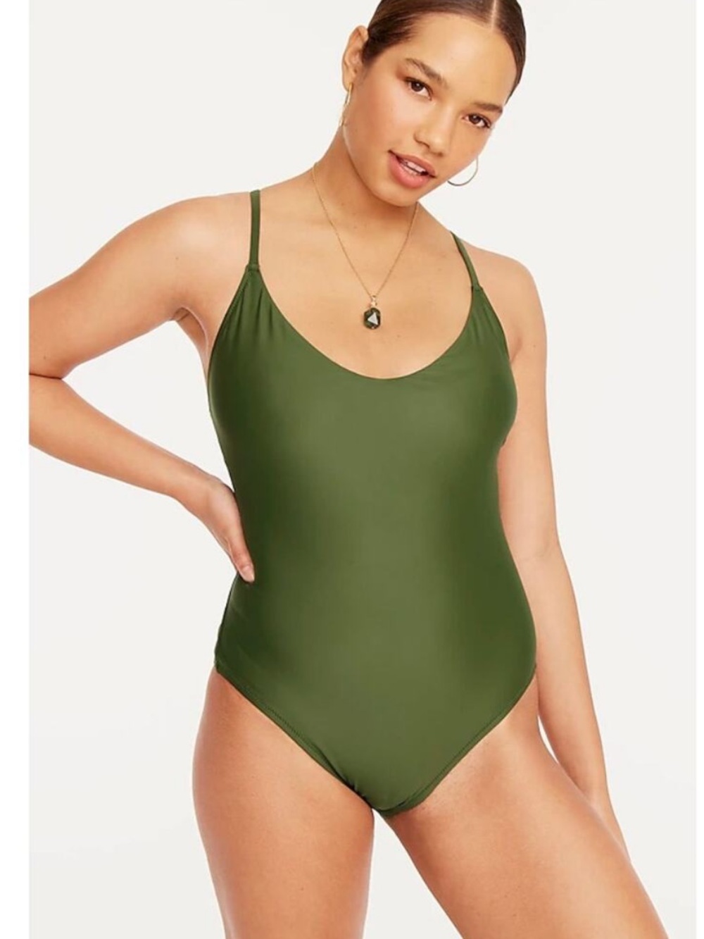 J Crew Scoopneck One-Piece Swimsuit in Safari Green